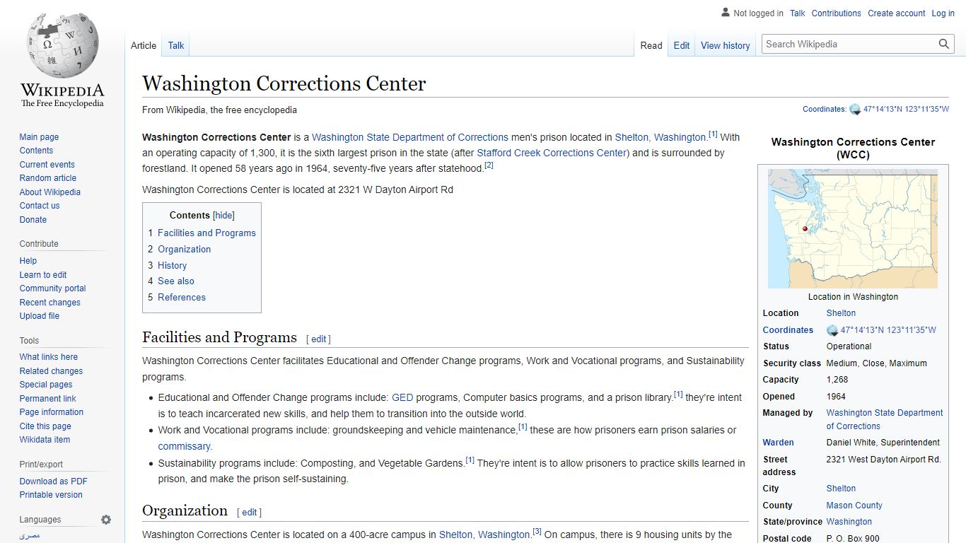 Washington Corrections Center - Wikipedia